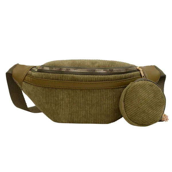sac banane velours kaki