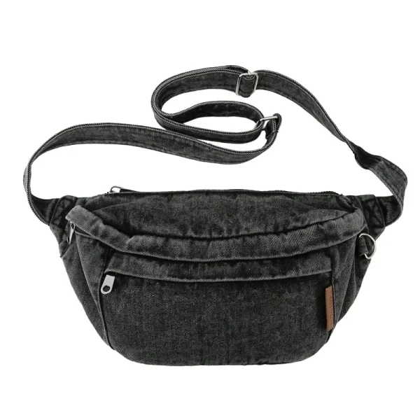 sac banane en jean noir